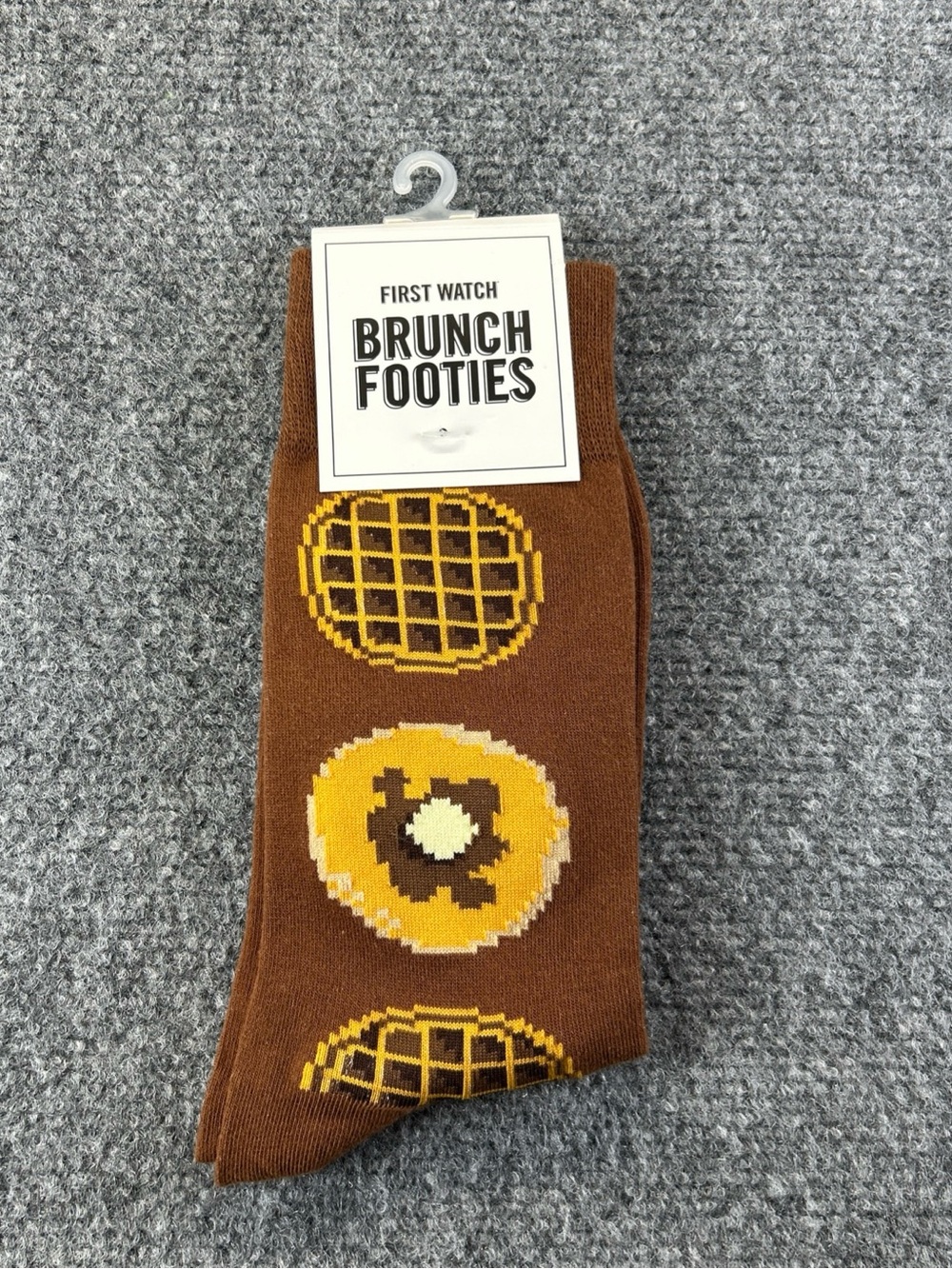 First watch Brown Novelty Socks breakfast one size fits most new